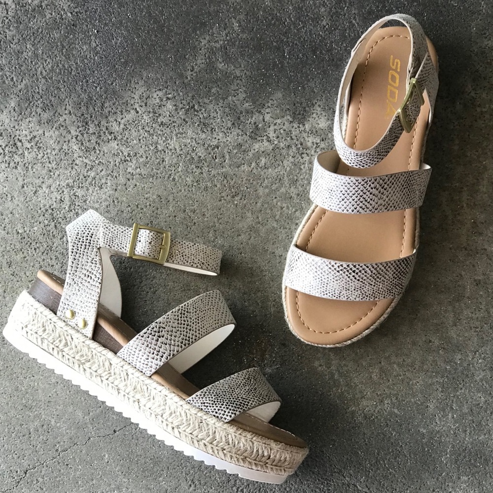 Soda Bryce Snake Print Espadrille Platform Sandals - Picture 5 of 10